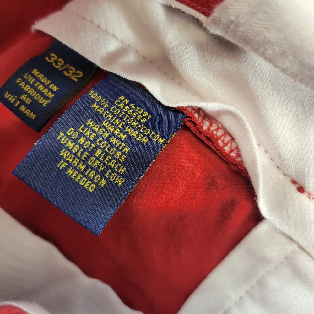 Polo Ralph Lauren Chino Pants Mens 33x32 Red Slim Fit Cotton Twill Flat Front